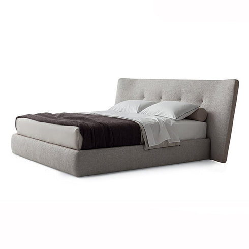 Hendricks Cotton Linen Blend Fabric Wide Headboard Luxury Bed Frame